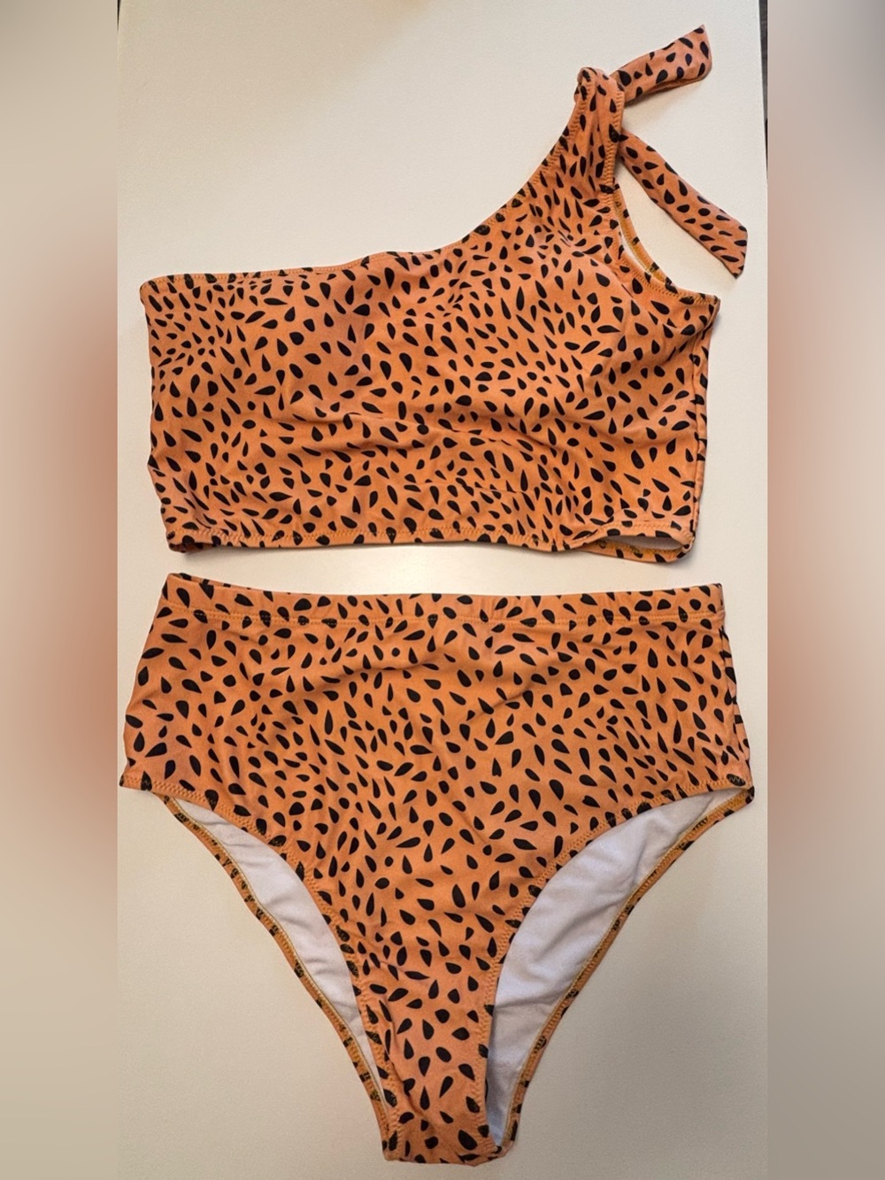 Povil One-Shoulder High-Waist Bikini Pebbles Print